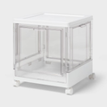 Clear Foldable Storage Bins with Doors and Wheels - Stackable Plastic Organizer Box for Home & Retail