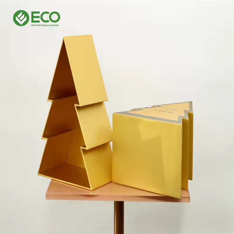 Premium Custom Gold Christmas Tree Gift Box for Holiday Packaging