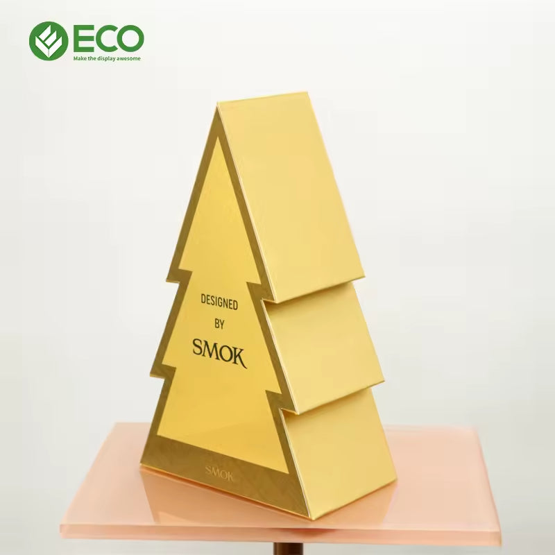 Premium Custom Gold Christmas Tree Gift Box for Holiday Packaging