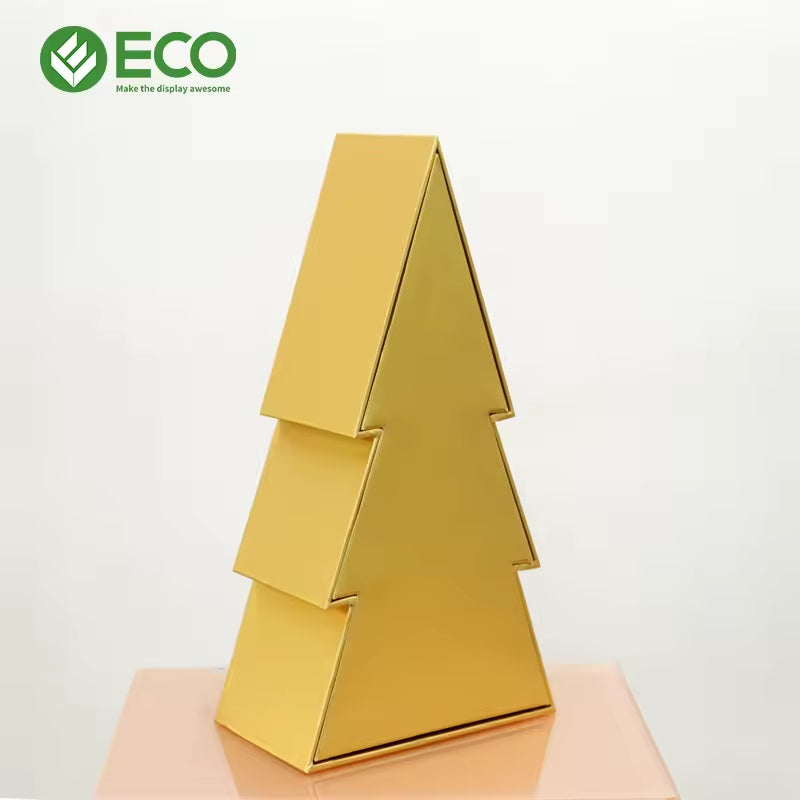 Premium Custom Gold Christmas Tree Gift Box for Holiday Packaging