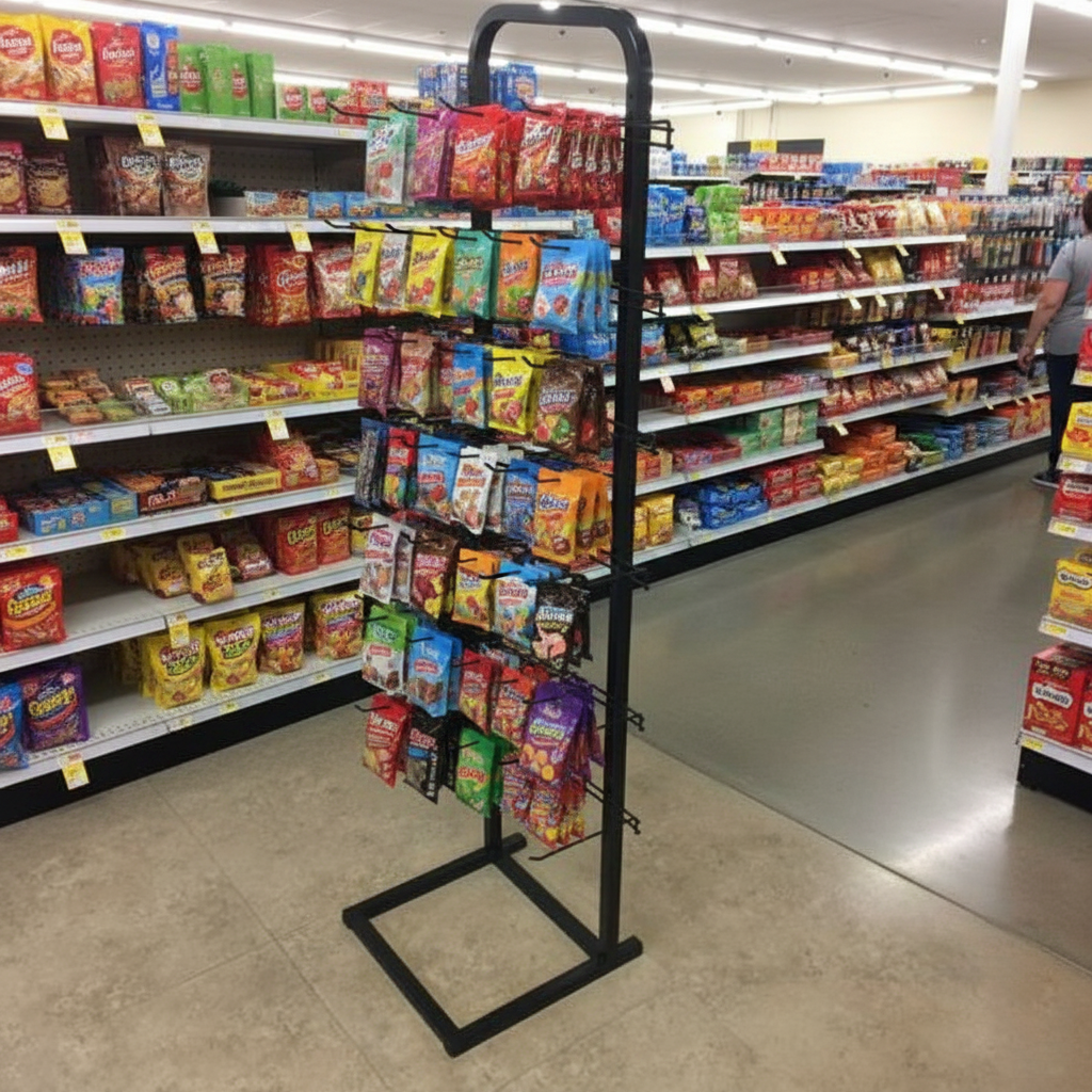 Metal Hook Supermarket Snack Display Rack