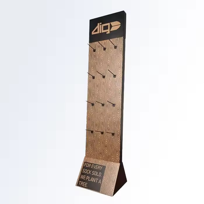 Wood Grain Effect Hook Display Rack