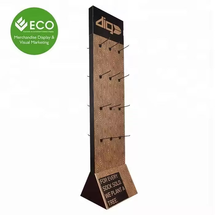 Wood Grain Effect Hook Display Rack