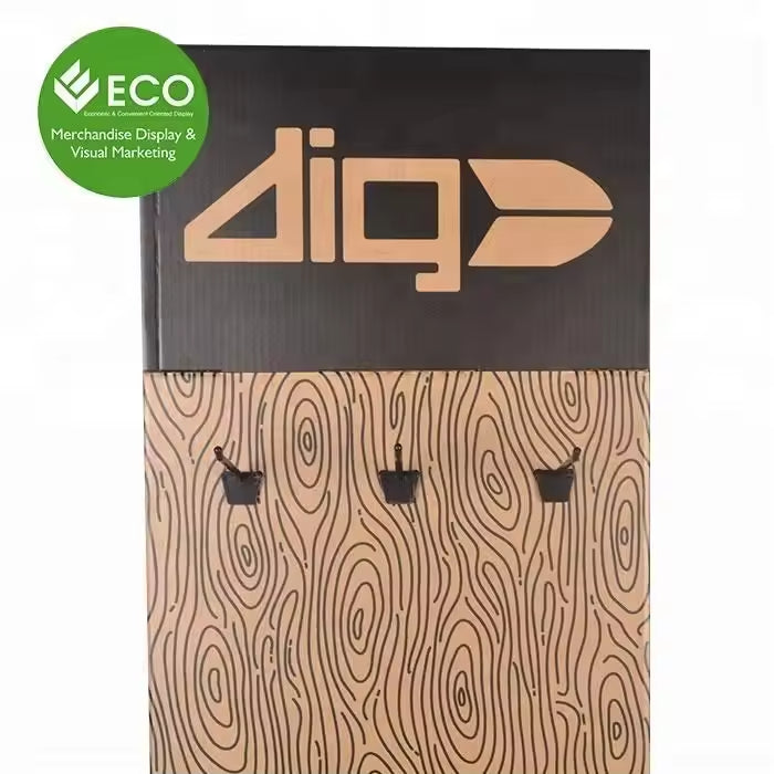 Wood Grain Effect Hook Display Rack