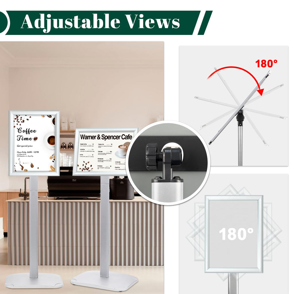 Premium Floor Standing Poster Holder, Commercial Grade Aluminum Signage Stand for Retail, Office, and Trade Shows