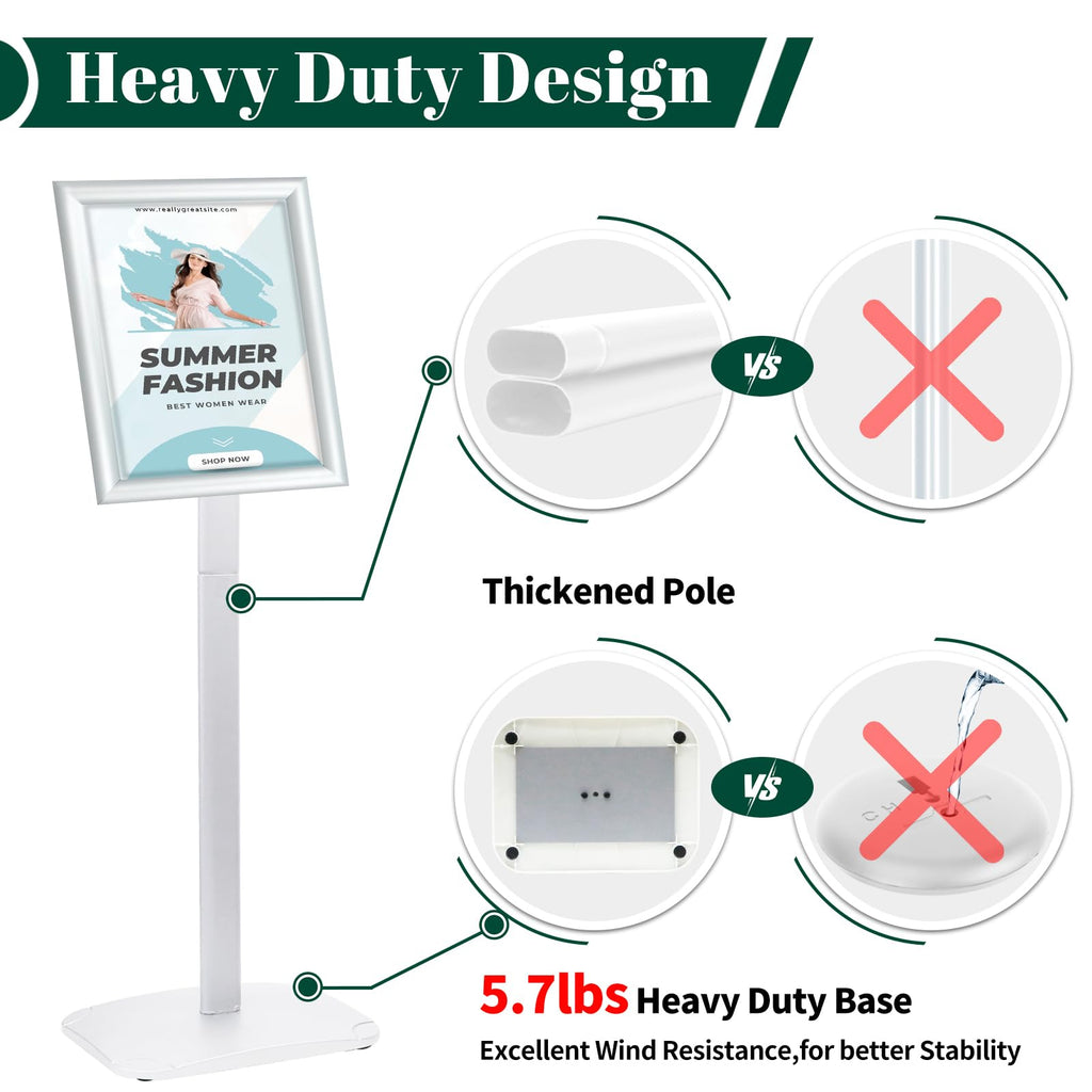 Premium Floor Standing Poster Holder, Commercial Grade Aluminum Signage Stand for Retail, Office, and Trade Shows