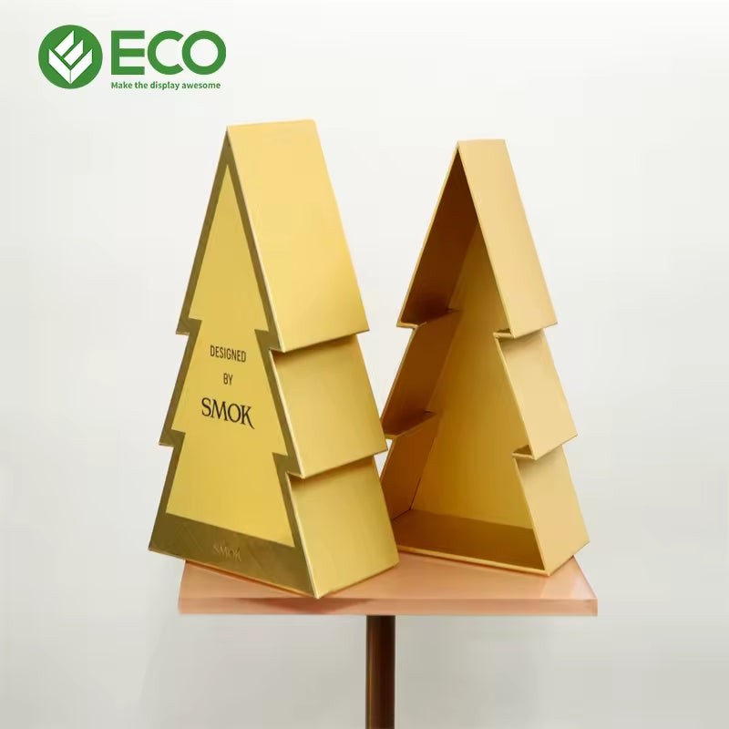 Premium Custom Gold Christmas Tree Gift Box for Holiday Packaging